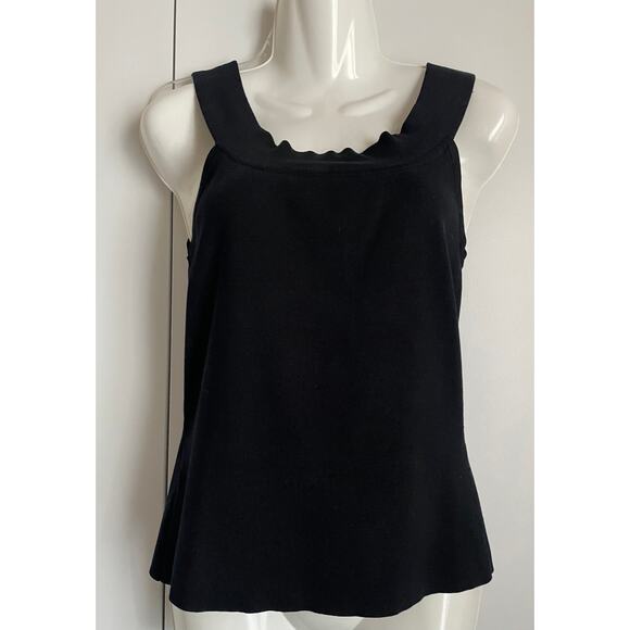 Women’s Black Ribbed Silk Minimalist Stretch Classy Tank Top By Artisan - Large - Picture 1 of 6